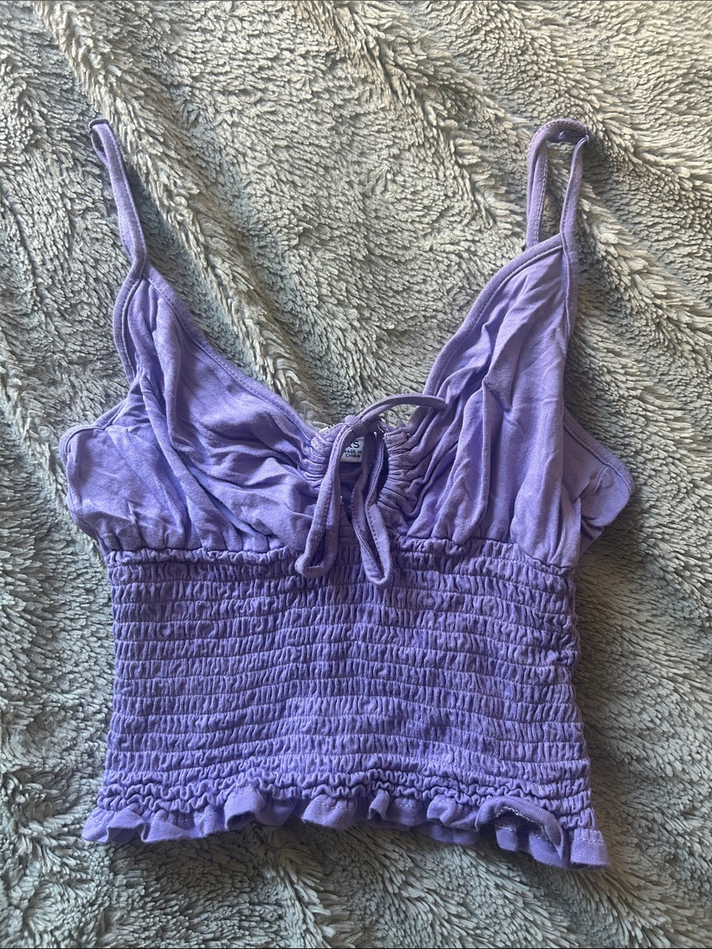 BB Dakota by Steve Madden Lavender Smocked Tie-Front Camisole